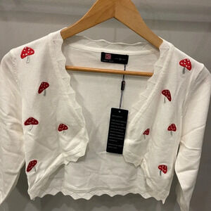 MUSHROOM Crop Cardigan, Medium NWT